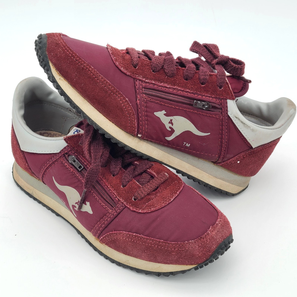 KangaROOS Burgundy & Gray Running Shoes Zipper Pocket Shoes Retro 5 VTG Sneakers